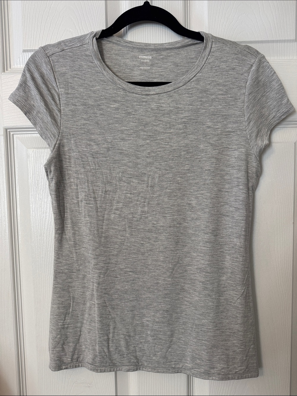 Express Women's Light Gray Crewneck Short Sleeve Tee